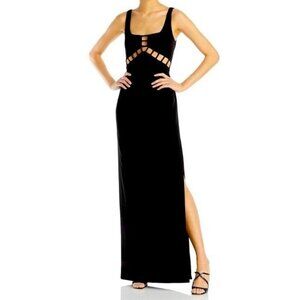 AIDAN Aidan Maddox Sz 4 Dress Black Gown Maxi Formal Goth Minimalist Wedding